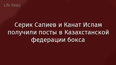 Серик Сапиев и Канат Ислам получили посты в Казахстанской федерации бокса