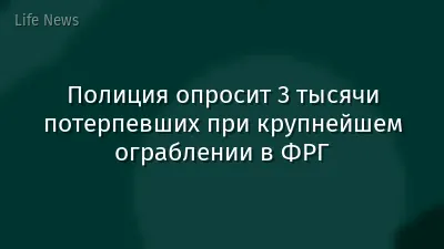 Полиция опросит 3 тысячи потерпевших при крупнейшем ограблении в ФРГ
