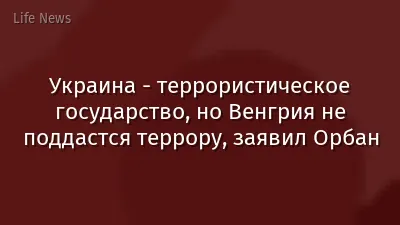 Украина - террористическое государство, но Венгрия не поддастся террору, заявил Орбан