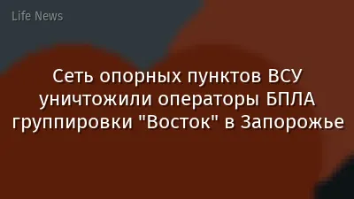 Сеть опорных пунктов ВСУ уничтожили операторы БПЛА группировки "Восток" в Запорожье