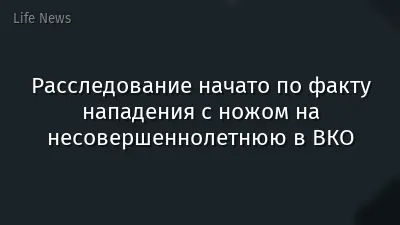 Расследование начато по факту нападения с ножом на несовершеннолетнюю в ВКО