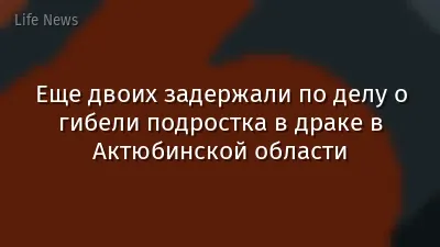Еще двоих задержали по делу о гибели подростка в драке в Актюбинской области