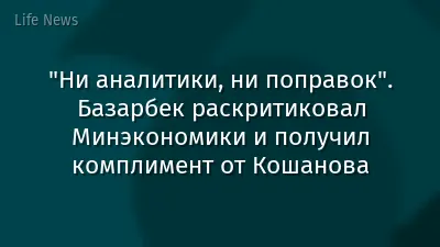"Ни аналитики, ни поправок". Базарбек раскритиковал Минэкономики и получил комплимент от Кошанова