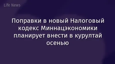 Поправки в новый Налоговый кодекс Миннацэкономики планирует внести в курултай осенью