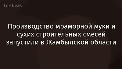 Производство мраморной муки и сухих строительных смесей запустили в Жамбылской области