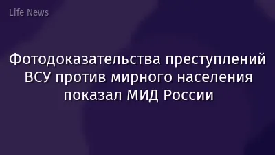 Фотодоказательства преступлений ВСУ против мирного населения показал МИД России