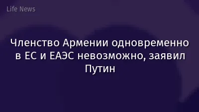 Членство Армении одновременно в ЕС и ЕАЭС невозможно, заявил Путин