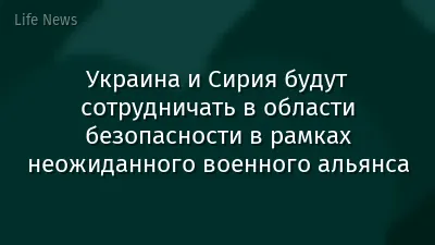 Украина и Сирия будут сотрудничать в области безопасности в рамках неожиданного военного альянса