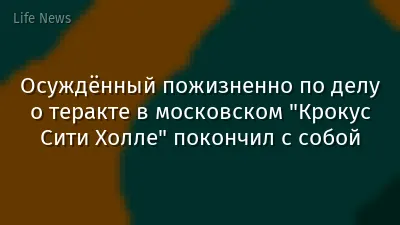 Осуждённый пожизненно по делу о теракте в московском "Крокус Сити Холле" покончил с собой