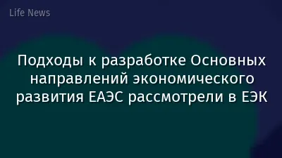 Подходы к разработке Основных направлений экономического развития ЕАЭС рассмотрели в ЕЭК