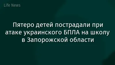 Пятеро детей пострадали при атаке украинского БПЛА на школу в Запорожской области