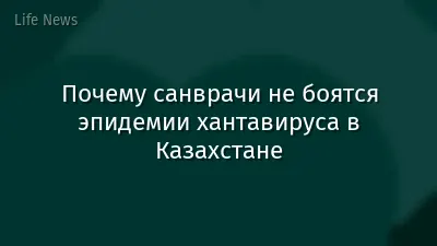 Почему санврачи не боятся эпидемии хантавируса в Казахстане