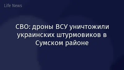 СВО: дроны ВСУ уничтожили украинских штурмовиков в Сумском районе