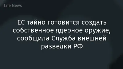 ЕС тайно готовится создать собственное ядерное оружие, сообщила Служба внешней разведки РФ