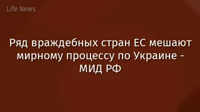 Ряд враждебных стран ЕС мешают мирному процессу по Украине - МИД РФ