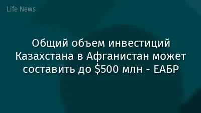 Общий объем инвестиций Казахстана в Афганистан может составить до $500 млн - ЕАБР