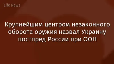 Крупнейшим центром незаконного оборота оружия назвал Украину постпред России при ООН