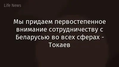 Мы придаем первостепенное внимание сотрудничеству с Беларусью во всех сферах - Токаев