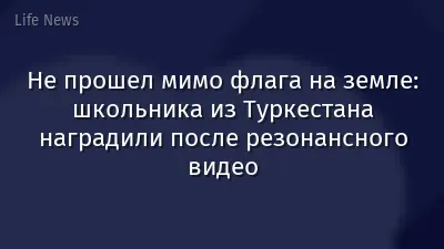 Не прошел мимо флага на земле: школьника из Туркестана наградили после резонансного видео