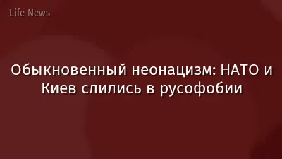 Обыкновенный неонацизм: НАТО и Киев слились в русофобии