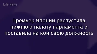 Премьер Японии распустила нижнюю палату парламента и поставила на кон свою должность
