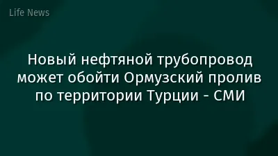 Новый нефтяной трубопровод может обойти Ормузский пролив по территории Турции - СМИ