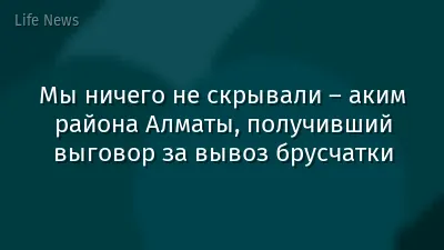 Мы ничего не скрывали – аким района Алматы, получивший выговор за вывоз брусчатки