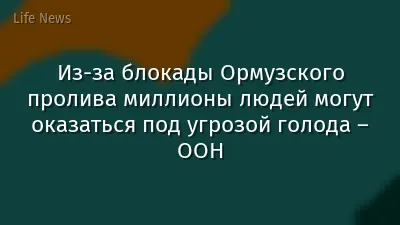 Из-за блокады Ормузского пролива миллионы людей могут оказаться под угрозой голода – ООН