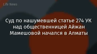 Суд по нашумевшей статье 274 УК над общественницей Айжан Мамешовой начался в Алматы