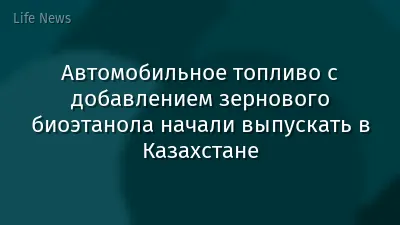 Автомобильное топливо с добавлением зернового биоэтанола начали выпускать в Казахстане