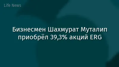 Бизнесмен Шахмурат Муталип приобрёл 39,3% акций ERG