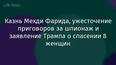 Казнь Мехди Фарида, ужесточение приговоров за шпионаж и заявление Трампа о спасении 8 женщин