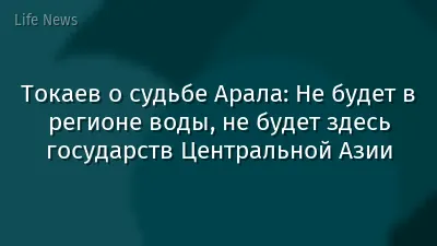 Токаев о судьбе Арала: Не будет в регионе воды, не будет здесь государств Центральной Азии
