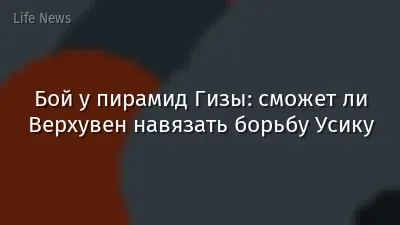 Бой у пирамид Гизы: сможет ли Верхувен навязать борьбу Усику