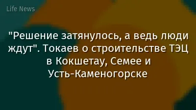 "Решение затянулось, а ведь люди ждут". Токаев о строительстве ТЭЦ в Кокшетау, Семее и Усть-Каменогорске
