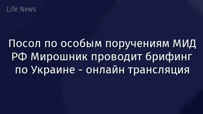 Посол по особым поручениям МИД РФ Мирошник проводит брифинг по Украине - онлайн трансляция