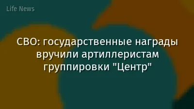 СВО: государственные награды вручили артиллеристам группировки "Центр"