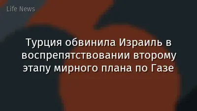 Турция обвинила Израиль в воспрепятствовании второму этапу мирного плана по Газе