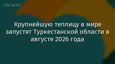 Крупнейшую теплицу в мире запустят Туркестанской области в августе 2026 года
