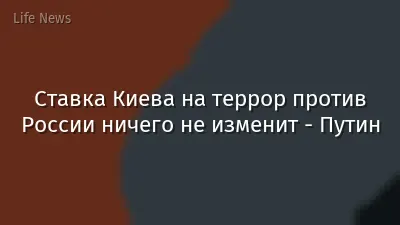 Ставка Киева на террор против России ничего не изменит - Путин