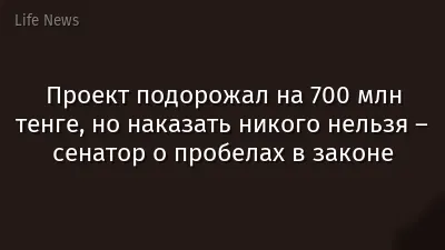 Проект подорожал на 700 млн тенге, но наказать никого нельзя – сенатор о пробелах в законе