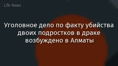 Уголовное дело по факту убийства двоих подростков в драке возбуждено в Алматы