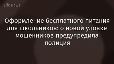 Оформление бесплатного питания для школьников: о новой уловке мошенников предупредила полиция