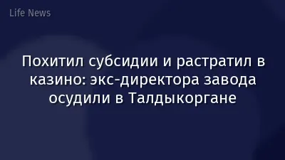 Похитил субсидии и растратил в казино: экс-директора завода осудили в Талдыкоргане