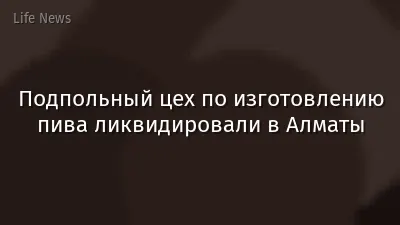 Подпольный цех по изготовлению пива ликвидировали в Алматы