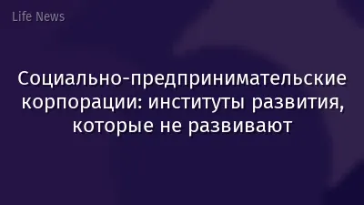 Социально-предпринимательские корпорации: институты развития, которые не развивают