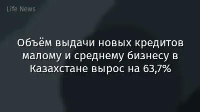 Объём выдачи новых кредитов малому и среднему бизнесу в Казахстане вырос на 63,7%