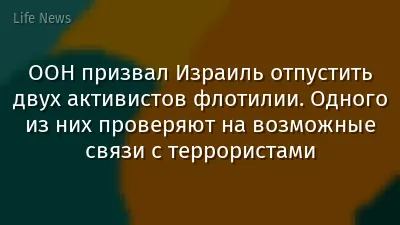 ООН призвал Израиль отпустить двух активистов флотилии. Одного из них проверяют на возможные связи с террористами