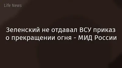 Зеленский не отдавал ВСУ приказ о прекращении огня - МИД России