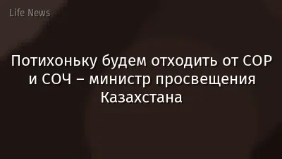 Потихоньку будем отходить от СОР и СОЧ – министр просвещения Казахстана